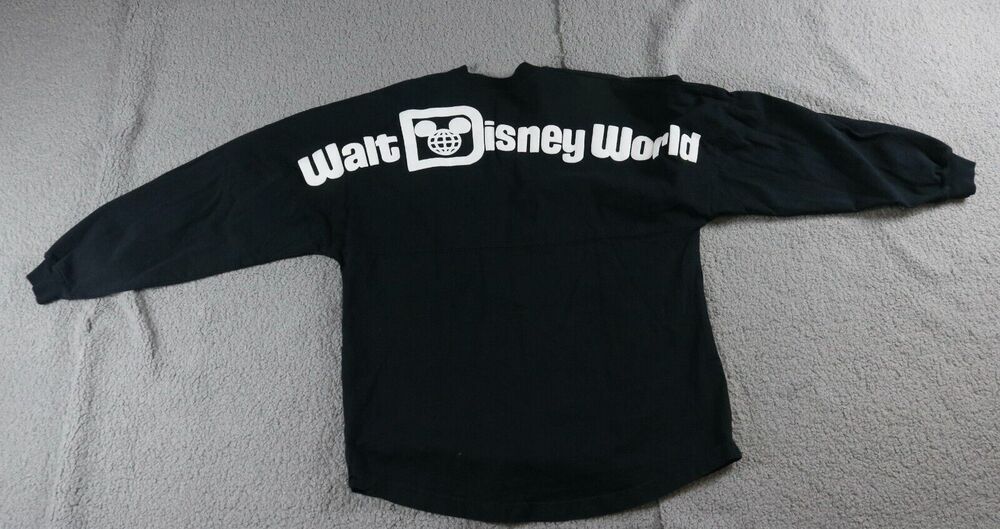 Disney Parks Authentic Spirit Jersey Womens Small T-Shirt Black Graphic Print